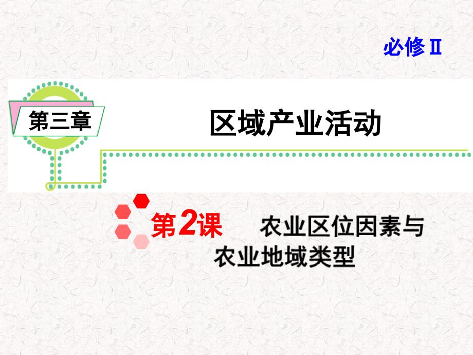 2013屆高考地理一輪復習課件必修2第3章第2課 農業(yè)區(qū)位_第1頁