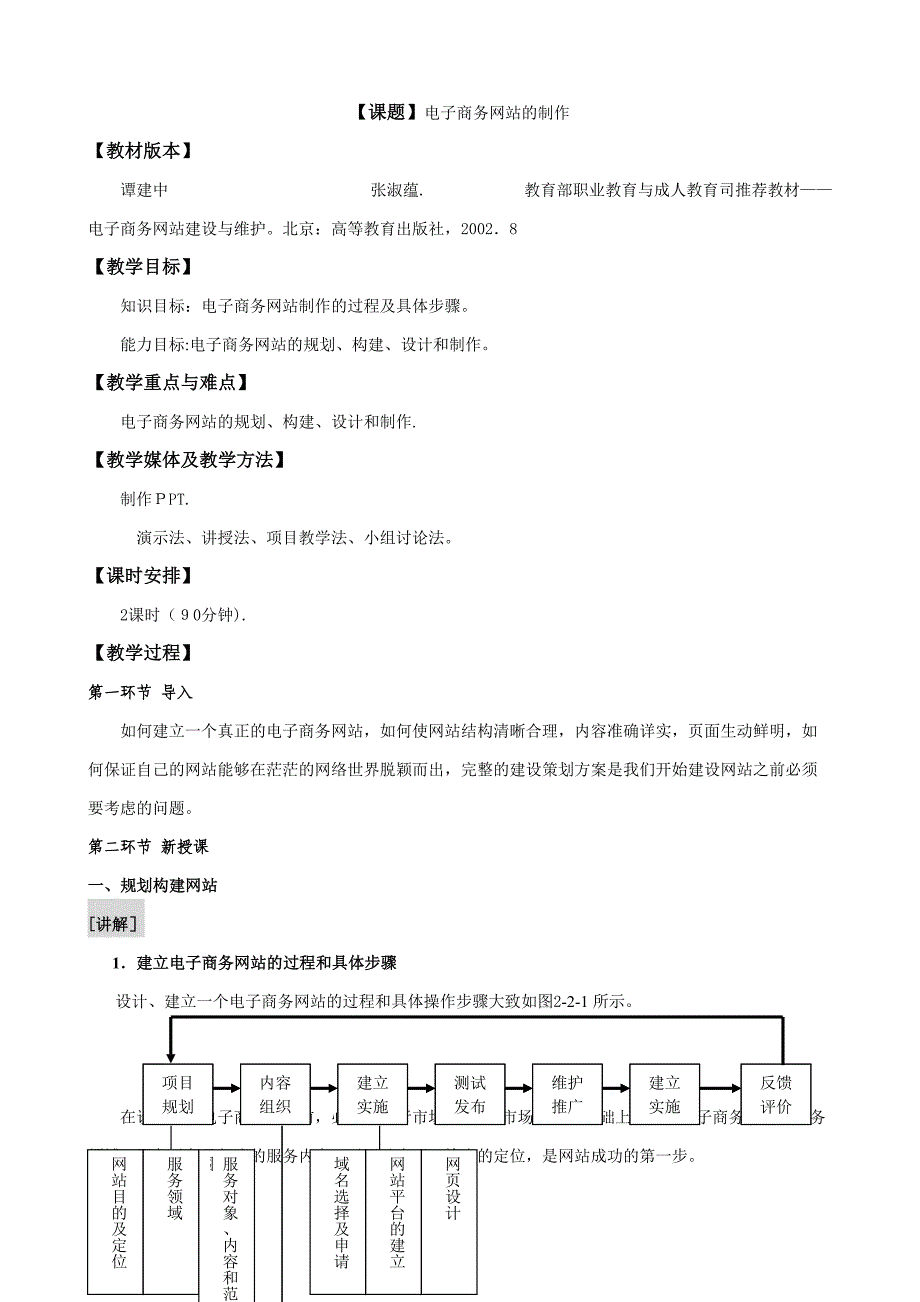 电子商务网站建设与维护电子教案2-2_第1页