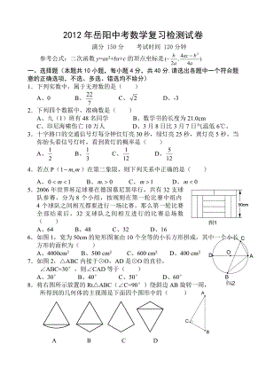 2012年岳阳中考数学复习检测试卷