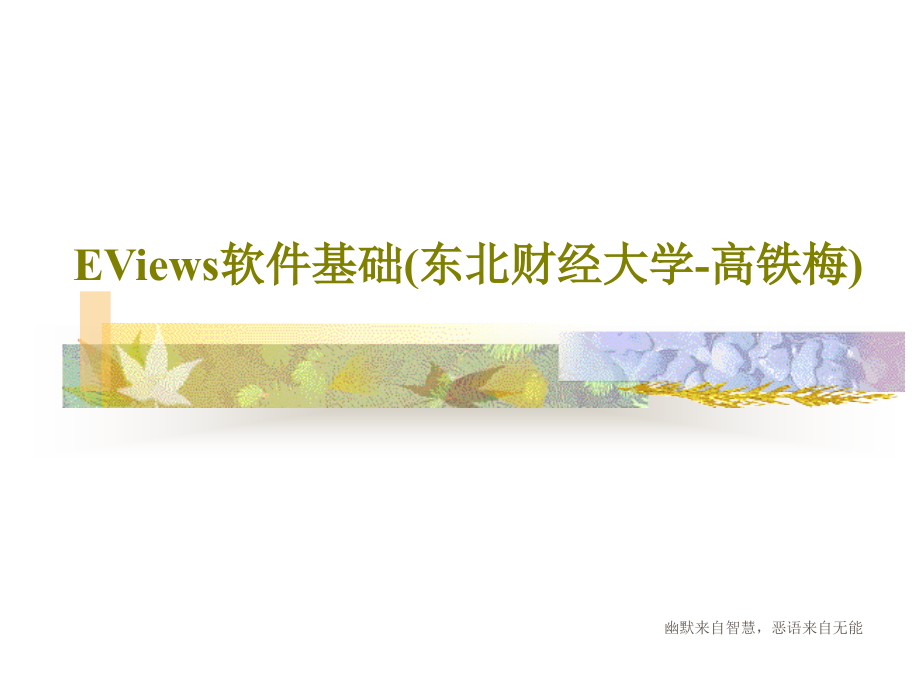 EViews软件基础(东北财经大学-高铁梅)课件_第1页