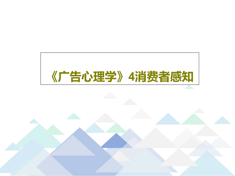 《广告心理学》4消费者感知教学课件_第1页