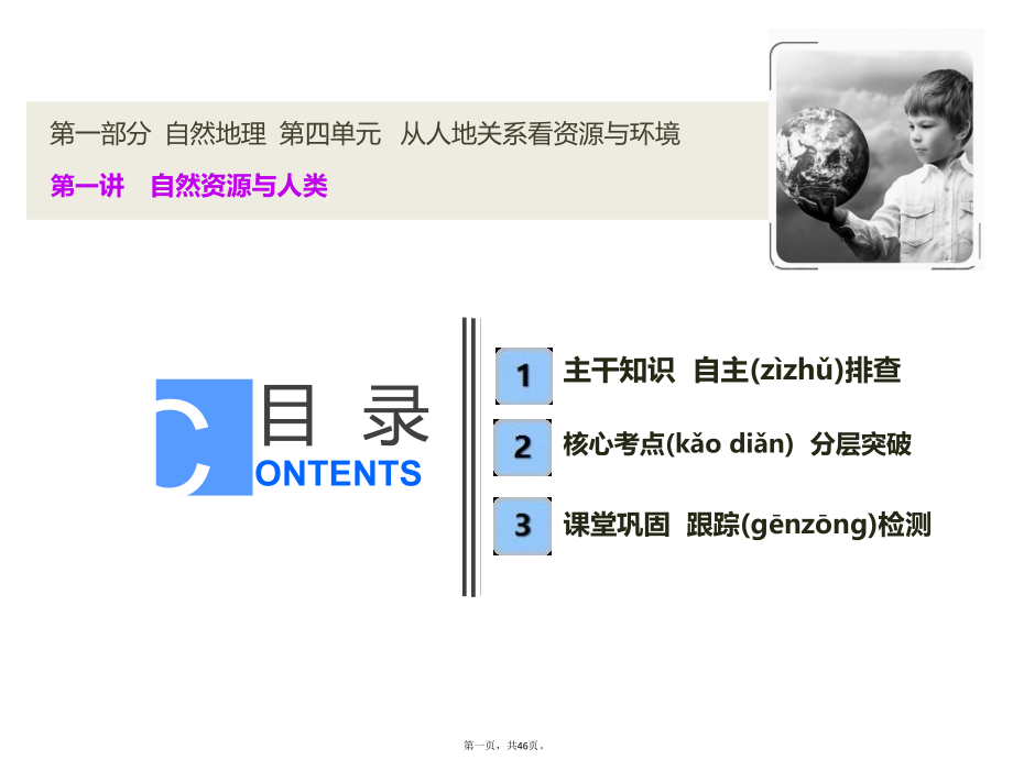 【鲁教版】2019版高考地理一轮课件：41-自然资源与人类(含答案)_第1页