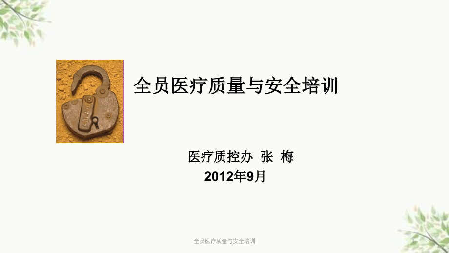 全员医疗质量与安全培训ppt课件_第1页