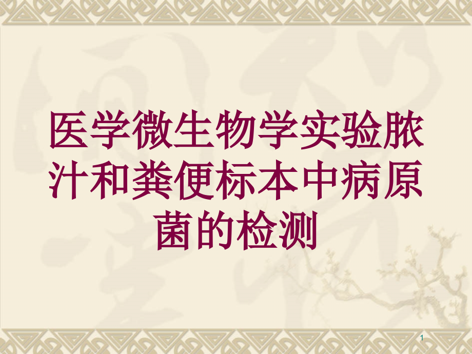 医学微生物学实验脓汁和粪便标本中病原菌的检测培训ppt课件_第1页