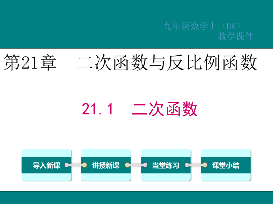 沪科版九年级数学上册第21章二次函数与反比例函数教学ppt课件_第1页