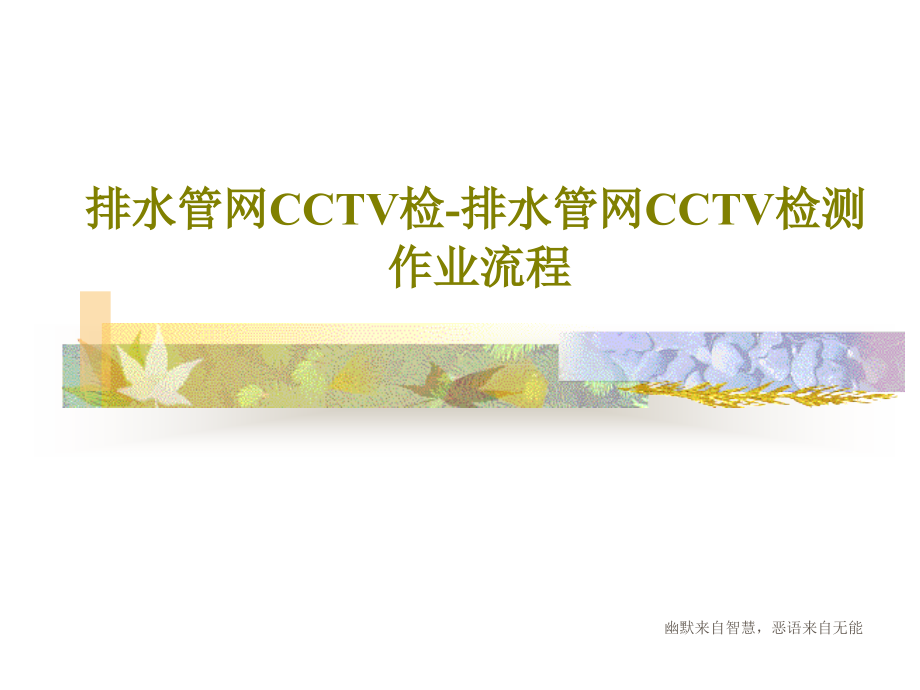 排水管网CCTV检-排水管网CCTV检测作业流程教学课件_第1页