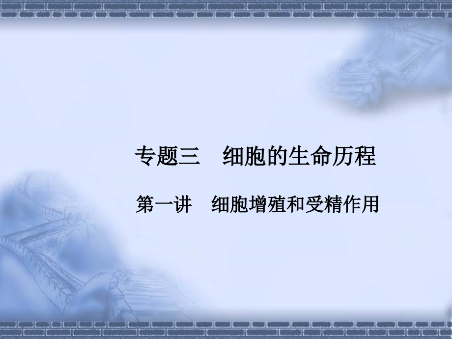 2011高三生物二轮专题复习课件：细胞增殖与受精作用课件_第1页