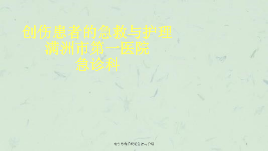 创伤患者的现场急救与护理ppt课件_第1页