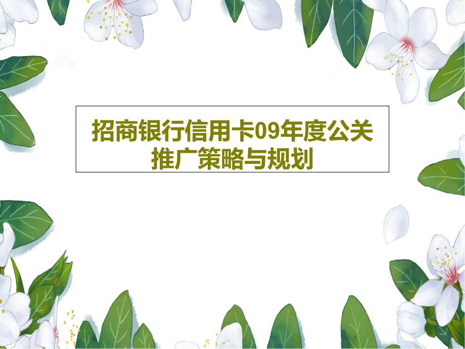 招商银行信用卡09年度公关推广策略与规划教学课件_第1页