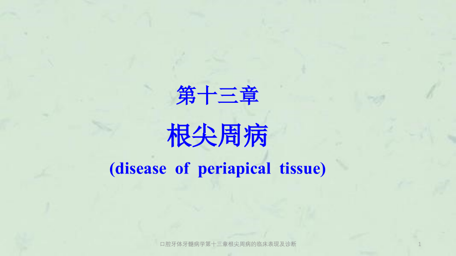 口腔牙体牙髓病学第十三章根尖周病的临床表现及诊断ppt课件_第1页