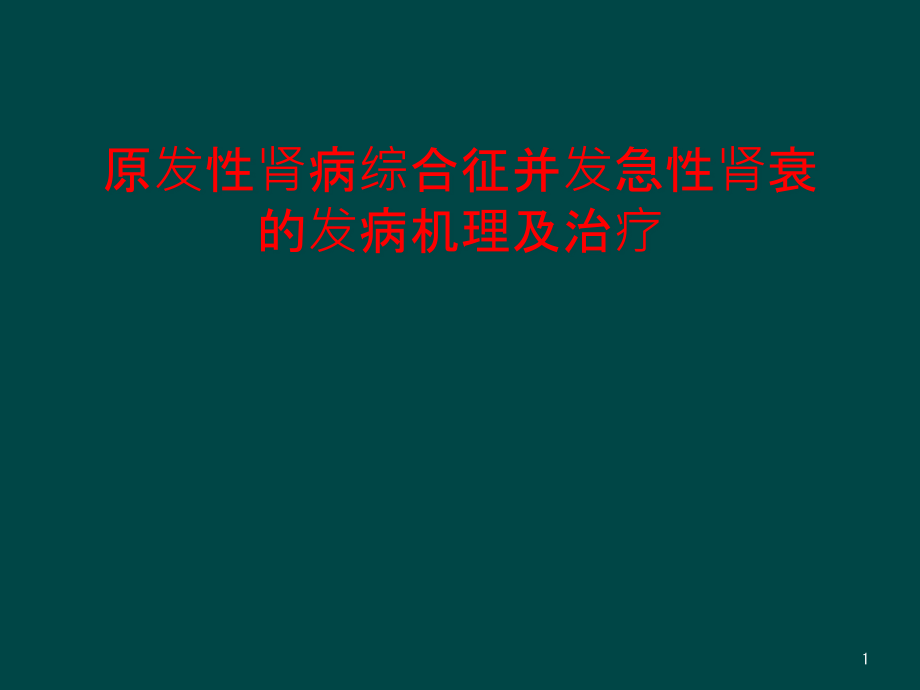 原发性肾病综合征并发急性肾衰的发病机理及治疗课件_第1页