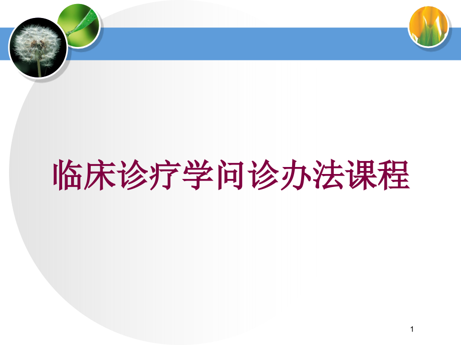 临床诊疗学问诊办法课程培训ppt课件_第1页