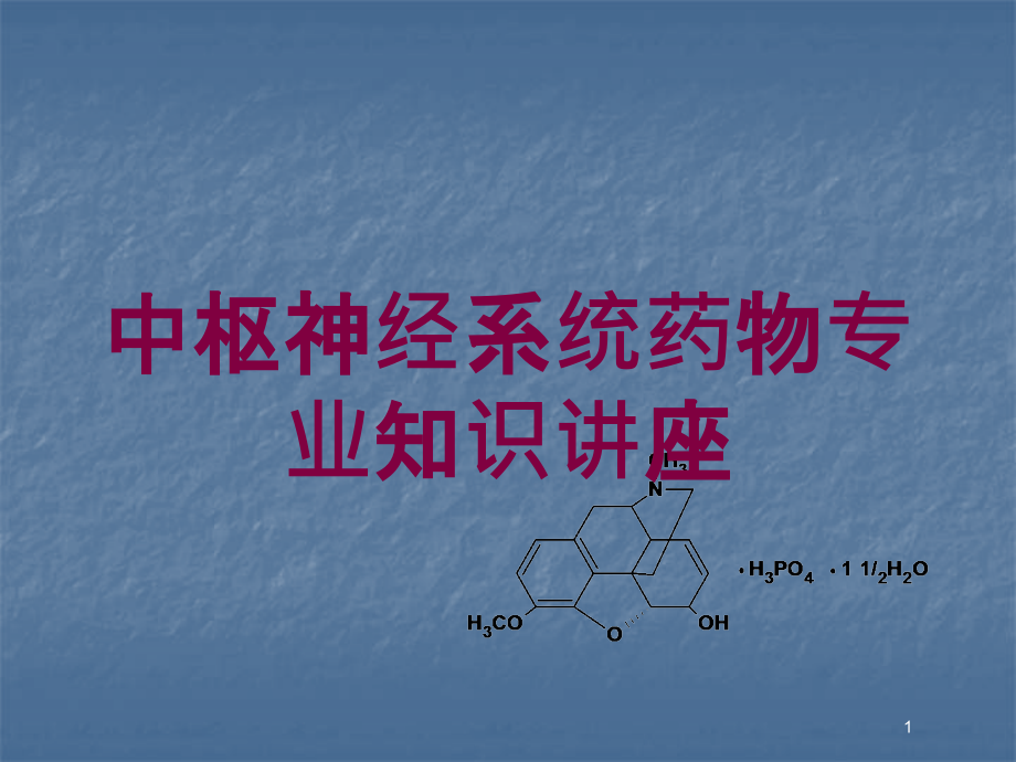 中枢神经系统药物专业知识讲座培训ppt课件_第1页