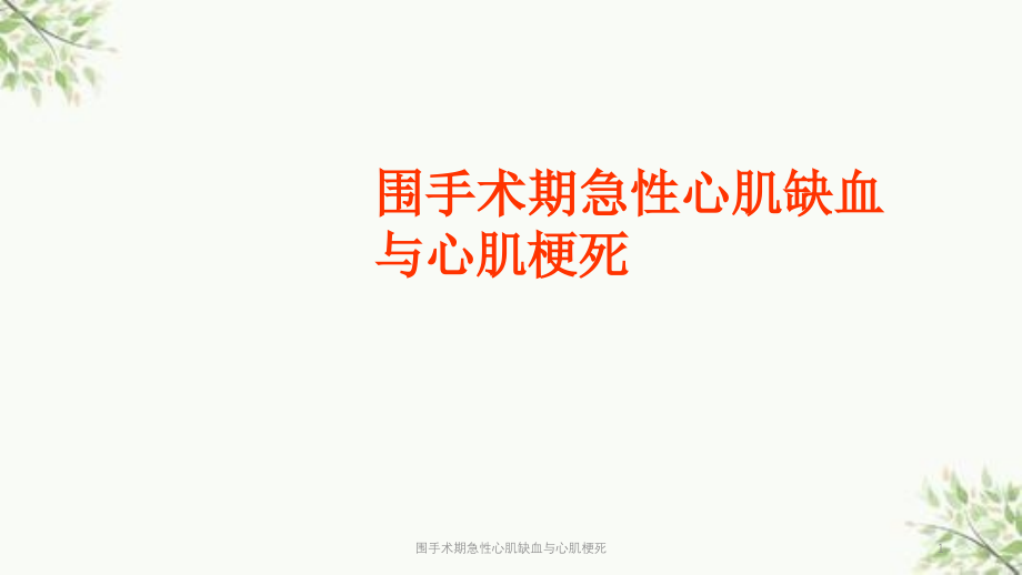 围手术期急性心肌缺血与心肌梗死ppt课件_第1页