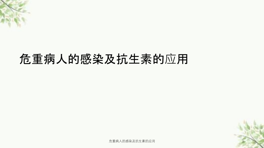 危重病人的感染及抗生素的应用ppt课件_第1页