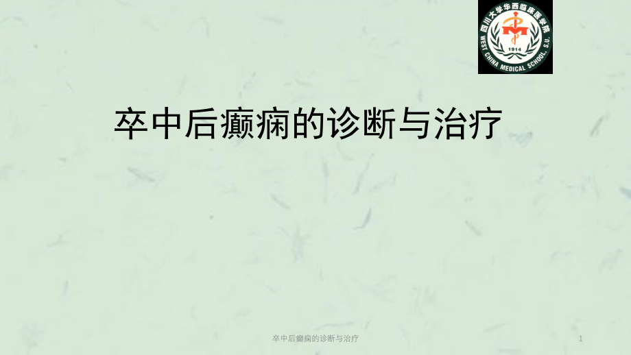 卒中后癫痫的诊断与治疗ppt课件_第1页