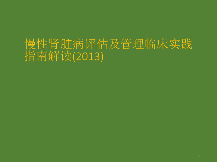 慢性肾脏疾病实践指南详解课件_第1页