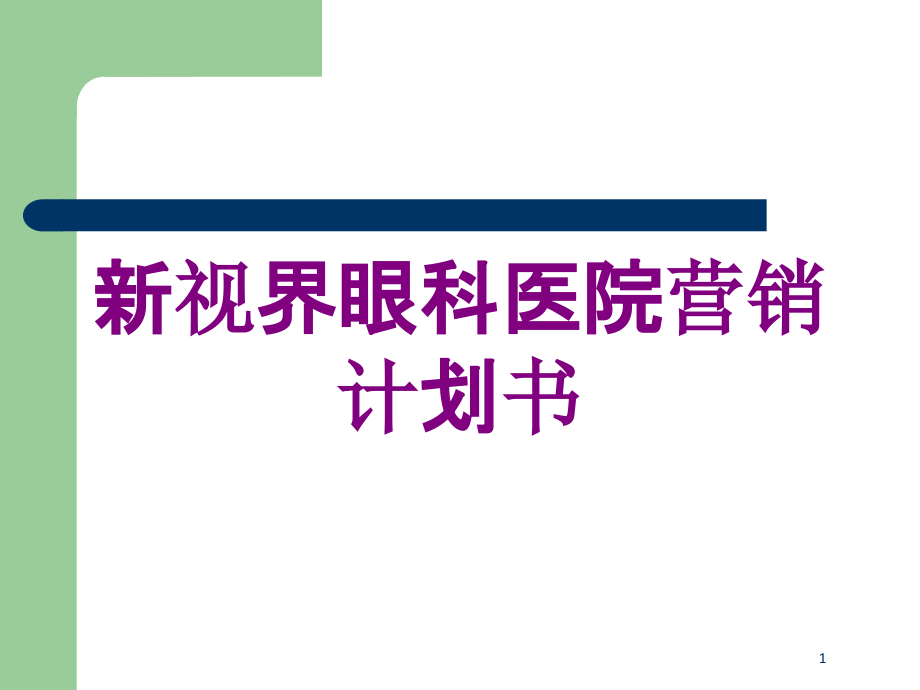 新视界眼科医院营销计划书培训ppt课件_第1页