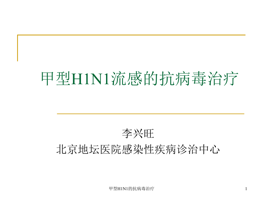 甲型H1N1的抗病毒治疗ppt课件_第1页