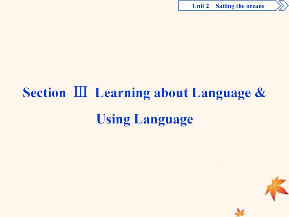 新人教版选修9高中英语Unit2SailingtheoceansSectionⅢLearningaboutLanguage课件_第1页