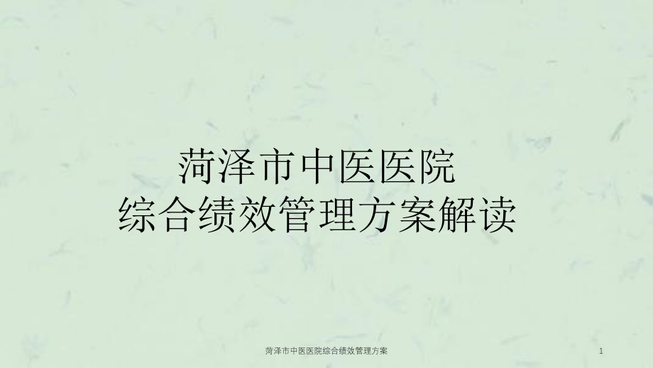 某中医医院综合绩效管理方案ppt课件_第1页