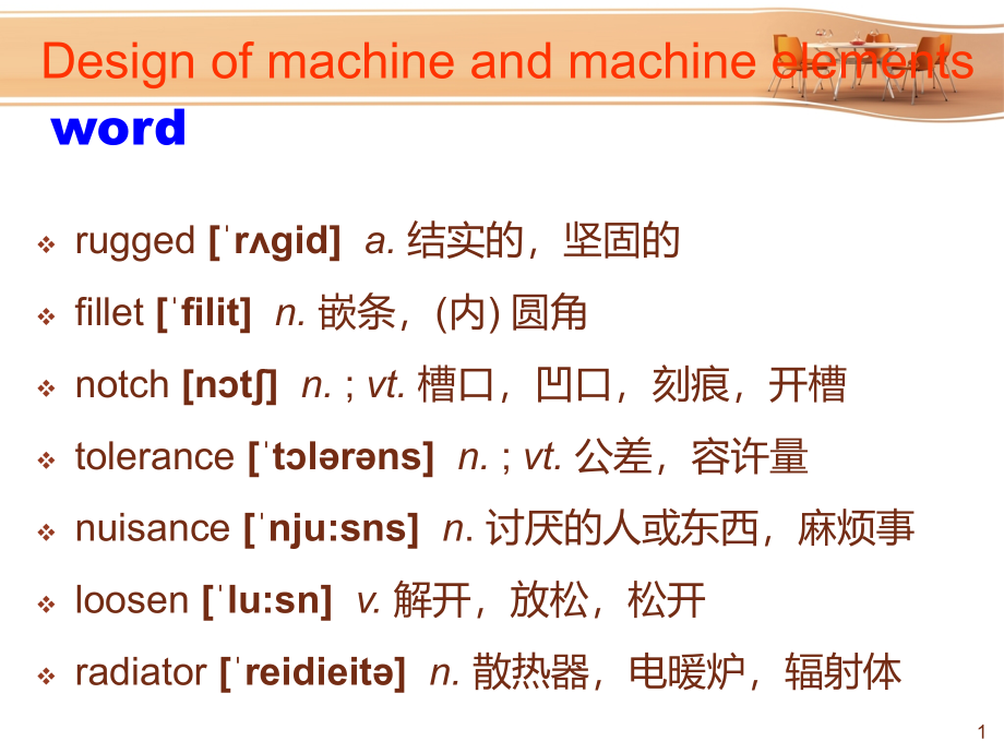 机械设计制造及其自动化专业英语--Design-of-machine-and-machine-elements--课件_第1页