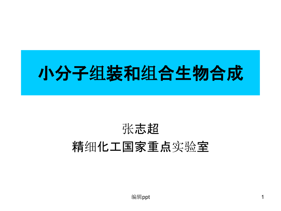 小分子组装和组合生物合成课件_第1页