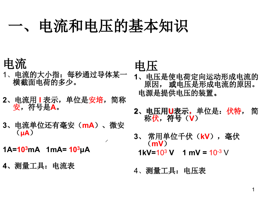 电流和电压的基本知识课件_第1页