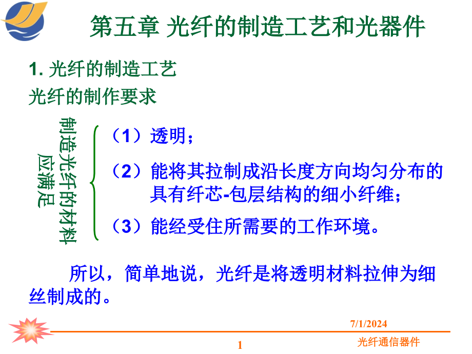 第五章_光纤的制造工艺和光器件课件_第1页