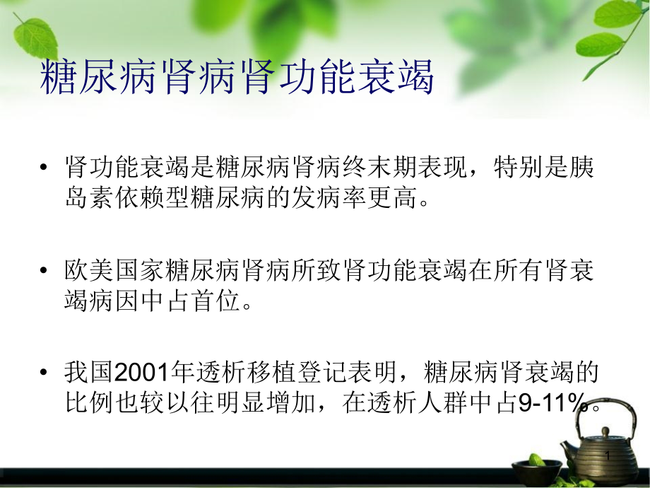 糖尿病肾病替代治疗及并发症实用课件_第1页