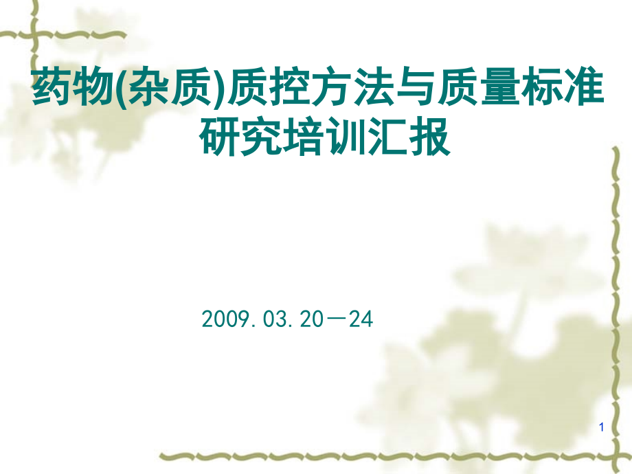 杂质控制与质量标准培训汇报课件_第1页