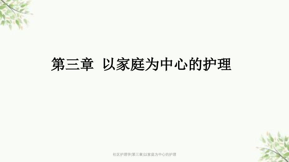 社区护理学(第三章)以家庭为中心的护理ppt课件_第1页