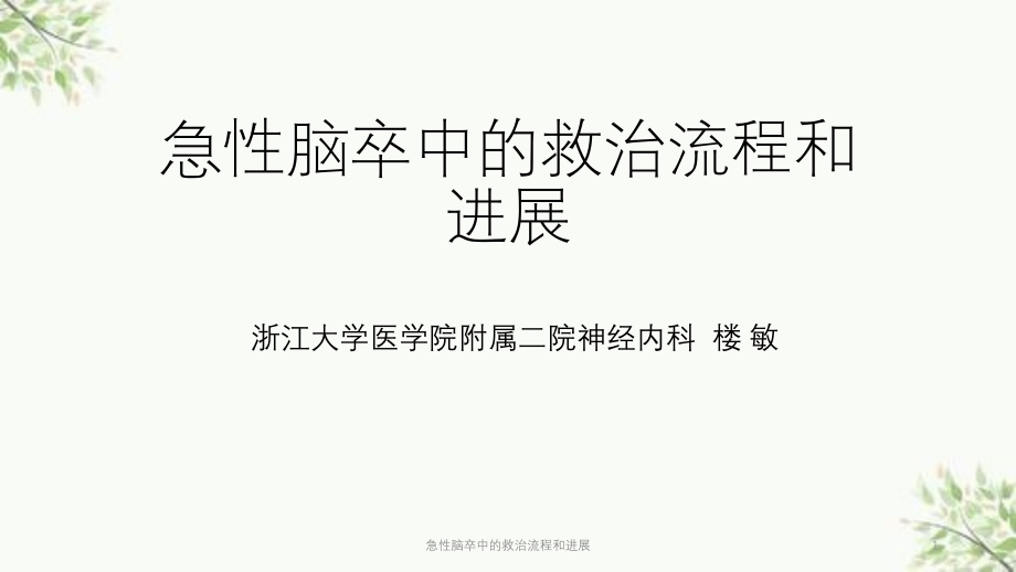 急性脑卒中的救治流程和进展ppt课件_第1页