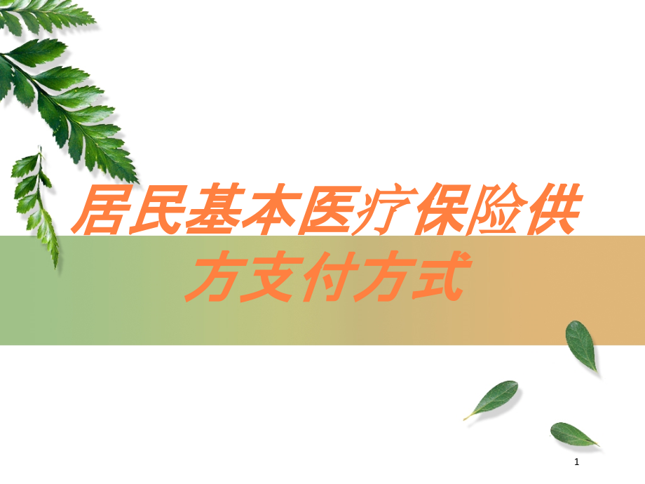 居民基本医疗保险供方支付方式培训ppt课件_第1页