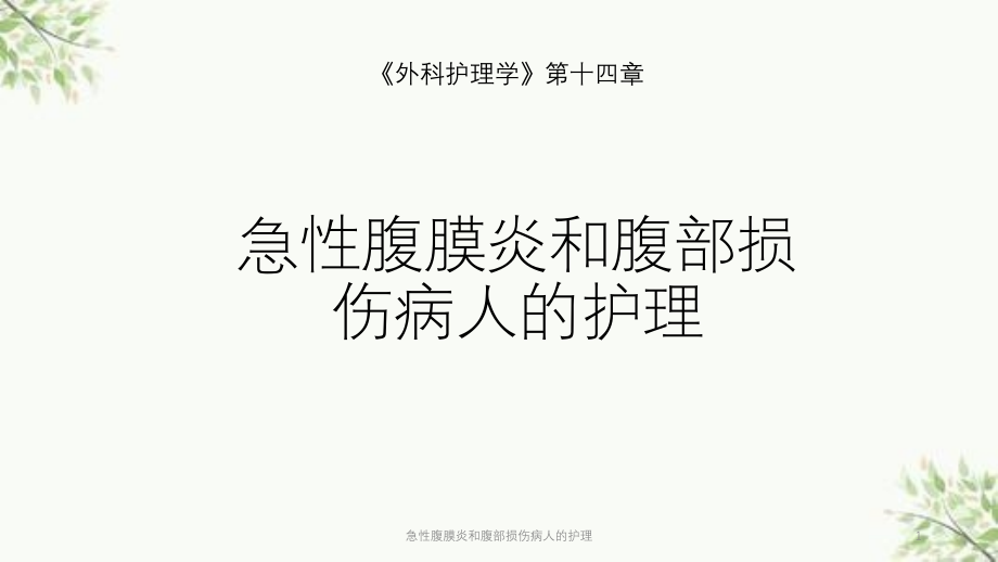 急性腹膜炎和腹部损伤病人的护理ppt课件_第1页