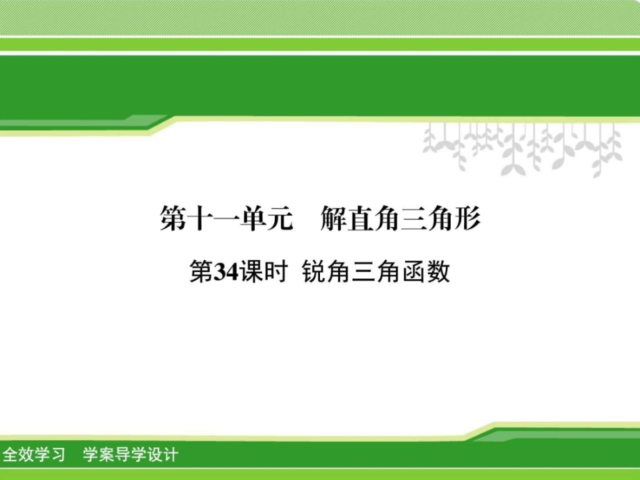 最新年中考数学一轮复习课件《锐角三角函数-解直角三角_第1页