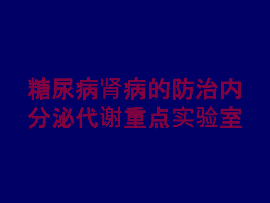 糖尿病肾病的防治内分泌代谢重点实验室培训ppt课件_第1页