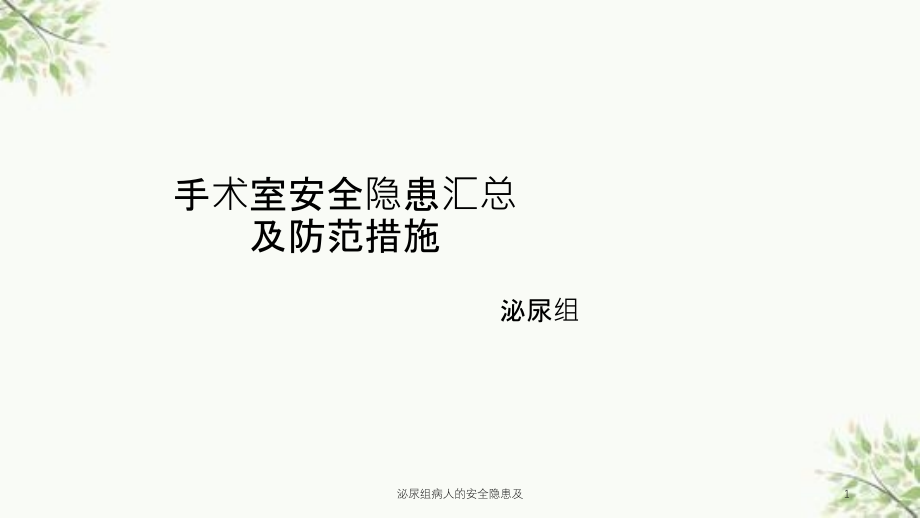 泌尿组病人的安全隐患及ppt课件_第1页