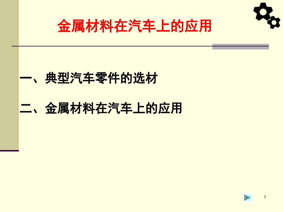 金属材料在汽车上的应用课件_第1页