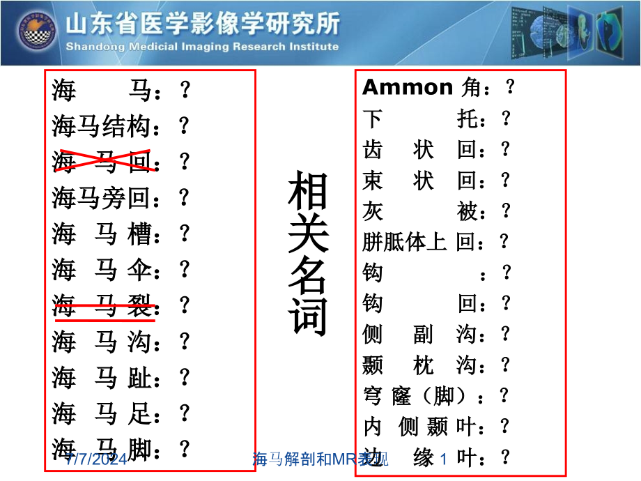 海马解剖和MR表现培训课件_第1页