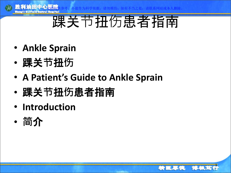 踝关节扭伤的患者指南ppt课件_第1页