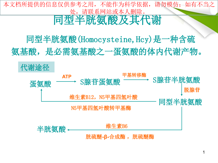 高同型半胱氨酸血症培训ppt课件_第1页