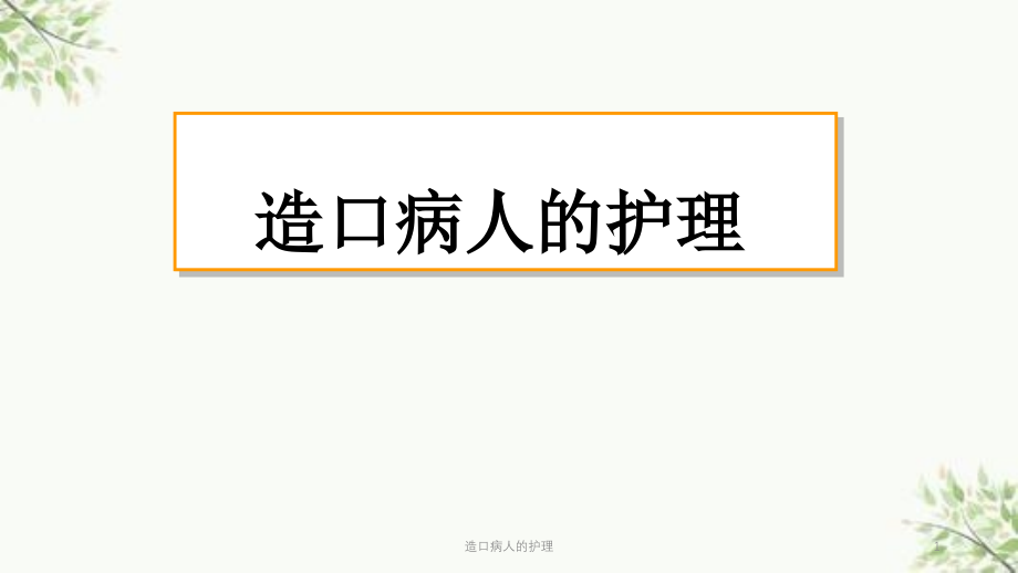 造口病人的护理ppt课件_第1页