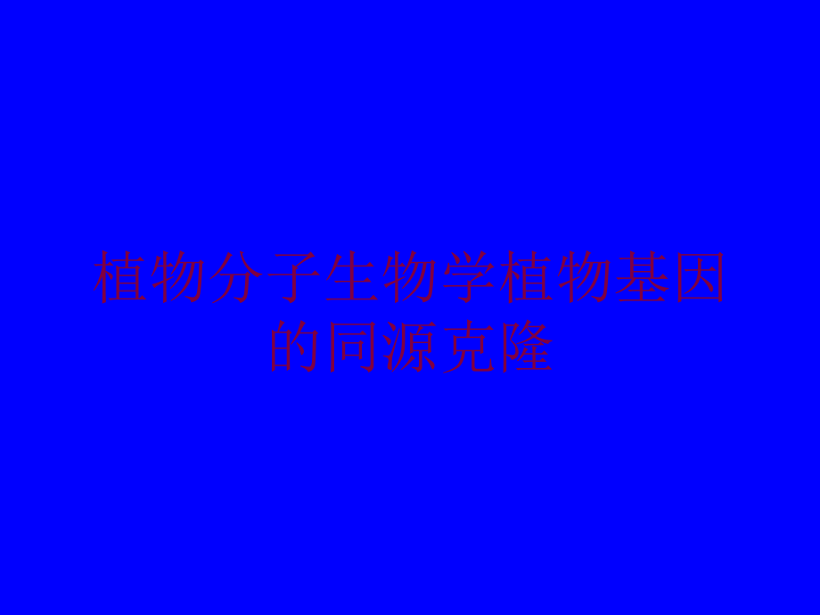 植物分子生物学植物基因的同源克隆培训课件_第1页