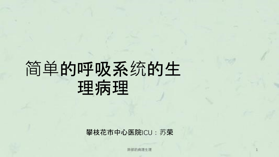 肺部的病理生理ppt课件_第1页