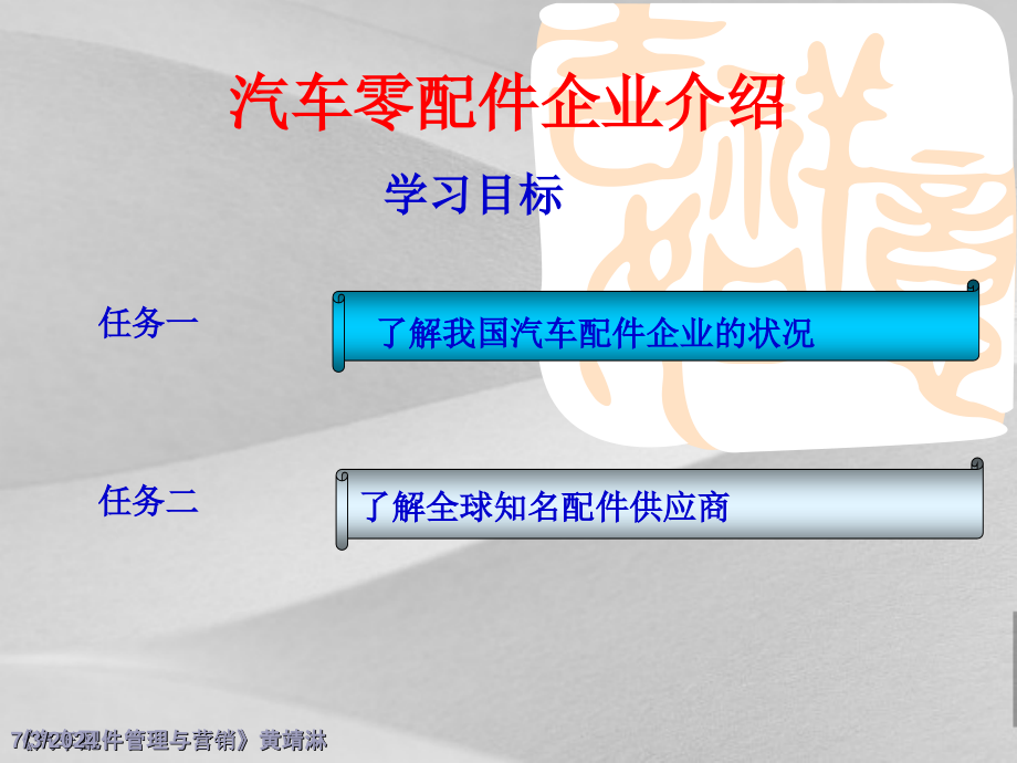 汽车零配件企业介绍教案课件_第1页