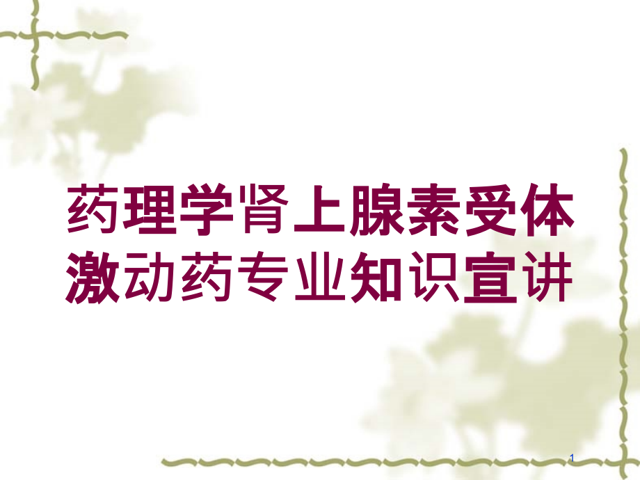 药理学肾上腺素受体激动药专业知识宣讲培训ppt课件_第1页