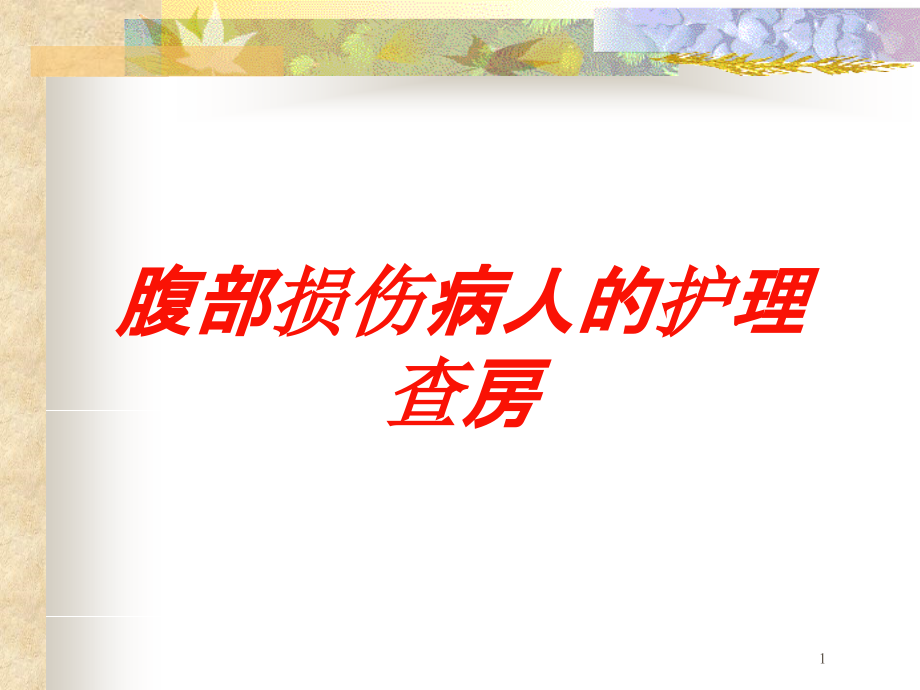 腹部损伤病人的护理查房培训ppt课件_第1页