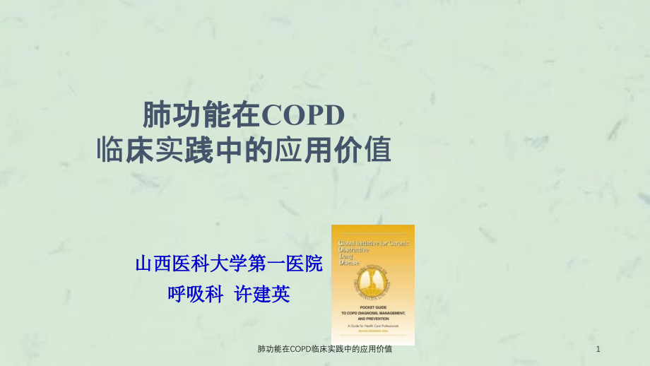 肺功能在COPD临床实践中的应用价值ppt课件_第1页