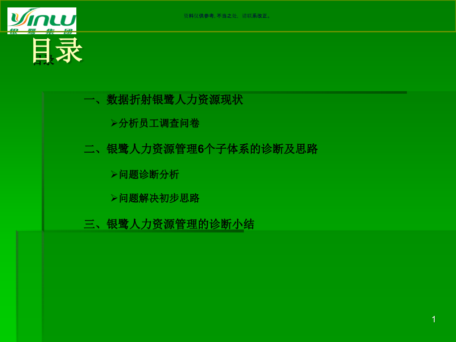 银某人力资源管理诊断的现状课件_第1页